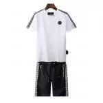 manche courte survetement philipp plein homme cheap qp logo white black